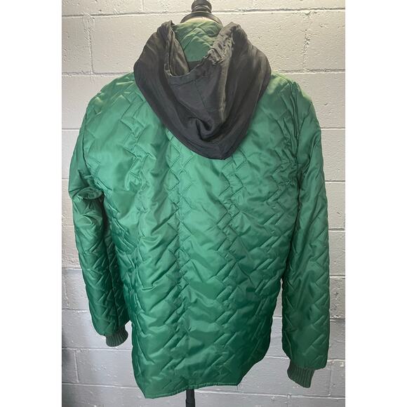 Vintage 70s Quilted Jacket Liner Forest Green Medium Bomber Jacket Work Wear - Picture 3 of 10